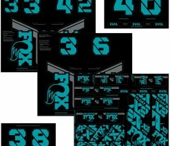 Fox Racing Kit D'autocollants Custom Fork Et Shox 2021 -Vélo Boutique de vente 803 01 735 FOX Decal 2021 AM Custom Fork and Shock Kit Turquoise 2