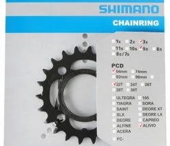 Shimano ALIVIO Plateau 9 Vitesses Pour FC-M4000/M4050 -Vélo Boutique de vente Shimano Alivio 9 fach Kettenblatt FC M4000 M4050 20048354 d