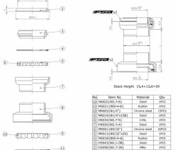 FSA Jeu De Direction The Pig 1 1/8 -Vélo Boutique de vente ThePig TechnischeZeichnung 141 1005 01